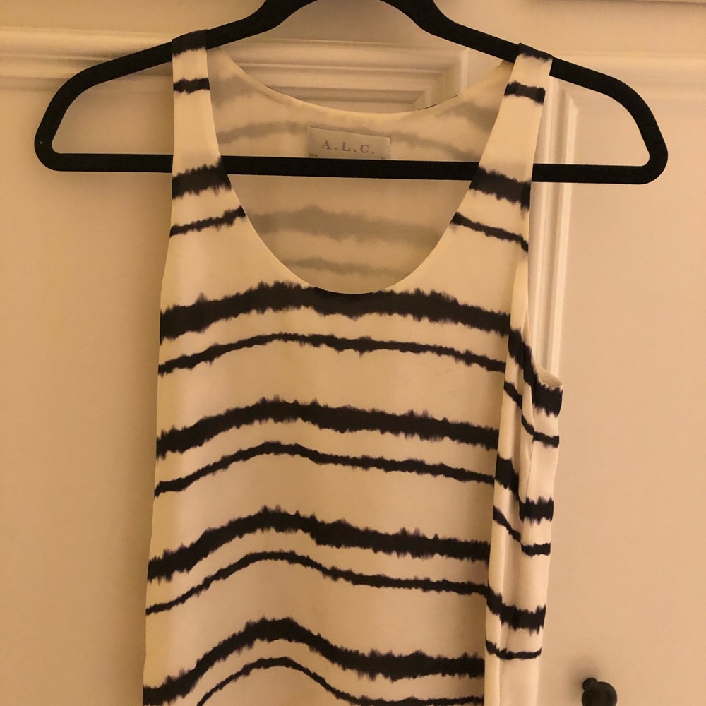 A.L.C. Black and White Striped Tank Top